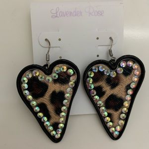 Cheetah Leopard Heart Statement Earrings